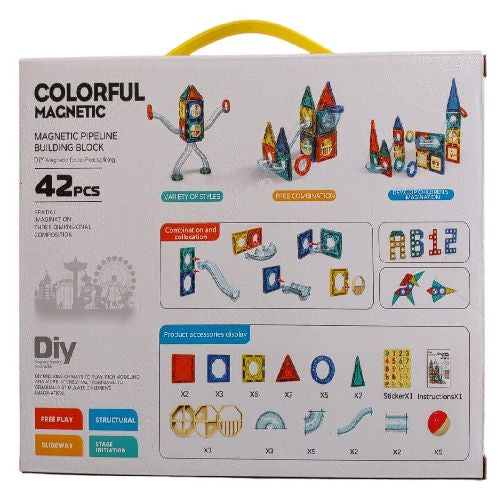 مكعبات بناء الأنابيب المغناطيسية 42 قطعة