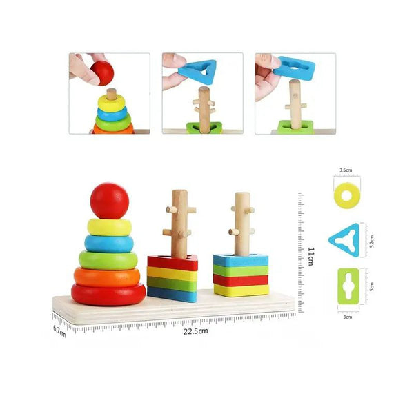 أعمدة مونتيسوري الخشبية الملونة